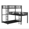 L-shaped Metal Triple Twin Size Bunk Bed, Black - Image 7