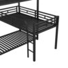 L-shaped Metal Triple Twin Size Bunk Bed, Black - Image 10