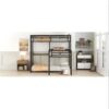 L-shaped Metal Triple Twin Size Bunk Bed, Black - Image 2