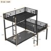 L-shaped Metal Triple Twin Size Bunk Bed, Black - Image 8