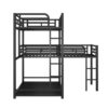 L-shaped Metal Triple Twin Size Bunk Bed, Black - Image 4