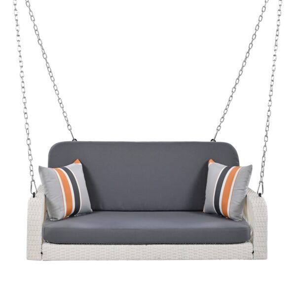 GO PE Wicker Porch Swing, 2-Seater Hanging Bench With Chains, Patio Furniture Swing For - Image 10