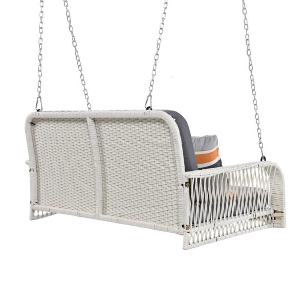 GO PE Wicker Porch Swing, 2-Seater Hanging Bench With Chains, Patio Furniture Swing For - Image 8
